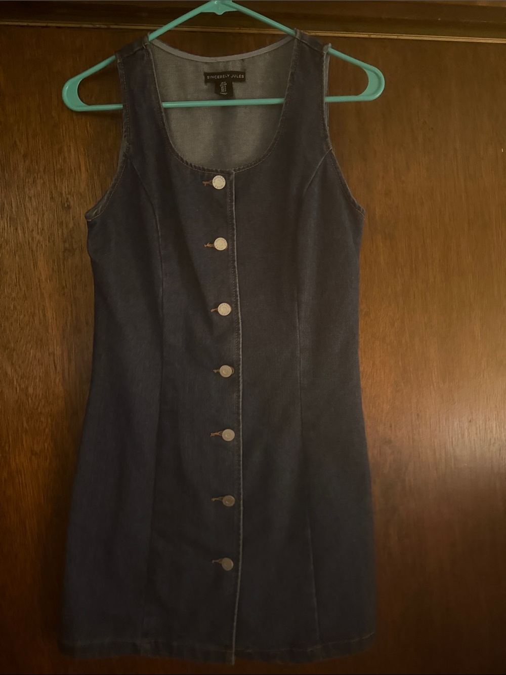 Sincerly Jules Dark Navy Sleeveless Button-Front Mini Dress